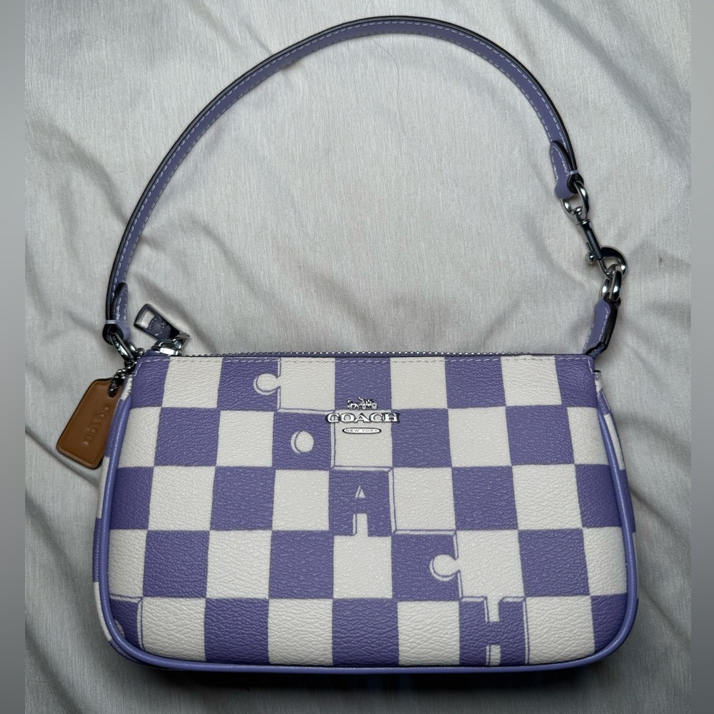 Coach Lavender and Cream Checkered Small Bag